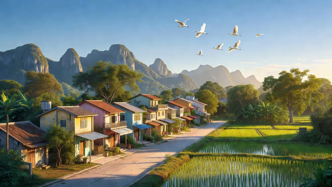 Cảnh đẹp Phường Minh Khai, Thành phố Hà Giang với cây xanh và đường phố sống động.