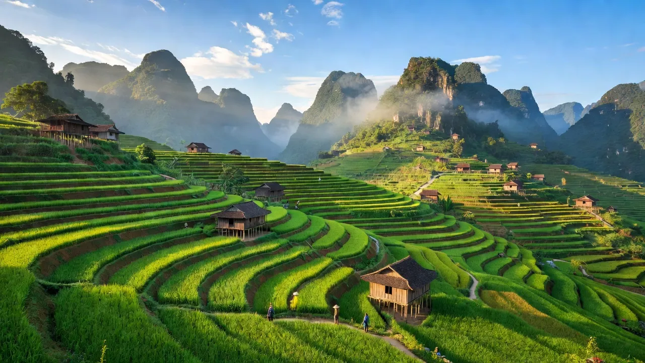 Cảnh sắc ruộng bậc thang tại xã Bản Phùng, huyện Hoàng Su Phì, tỉnh Hà Giang, miền Bắc Việt Nam.