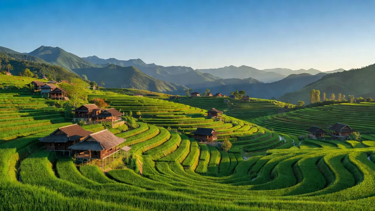 Cảnh đẹp xã Nậm Dịch, Hoàng Su Phì, Hà Giang với ruộng bậc thang và nhà truyền thống.