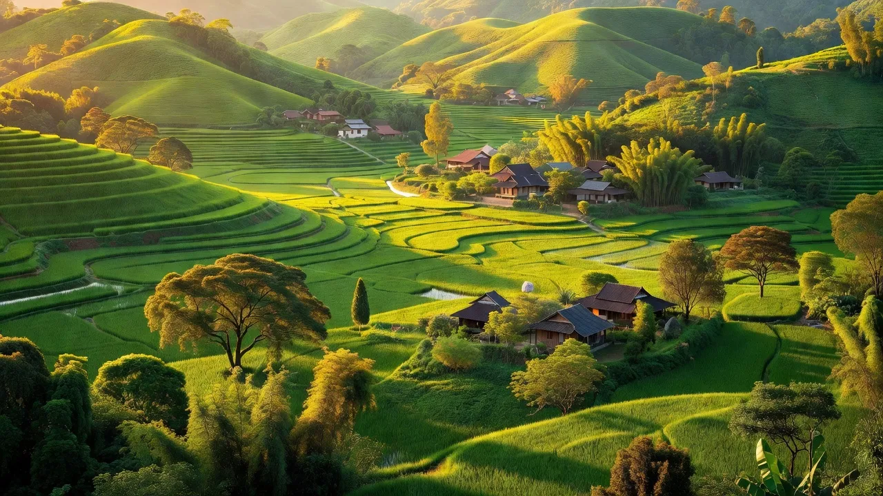 Khung cảnh xã Nam Sơn, Hoàng Su Phì, Hà Giang, với núi đồi và thôn bản này.