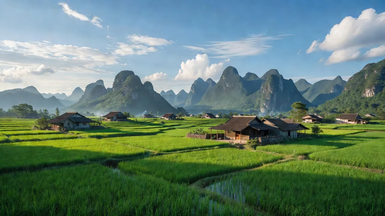 Yên Hà village, Quang Bình district, Hà Giang - green fields, mountains, and traditional houses.