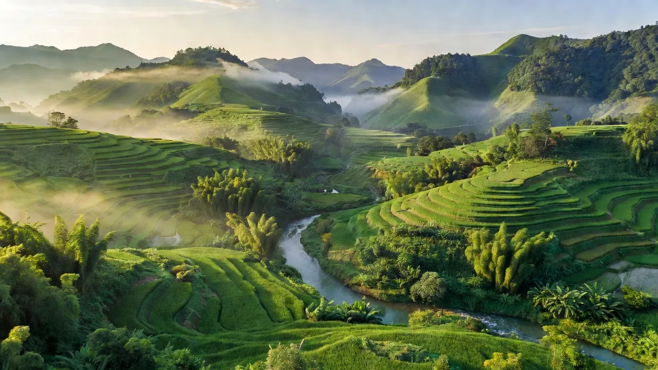 Cảnh đẹp Thanh Đức, huyện Vị Xuyên, Hà Giang với đồi núi, sông suối xanh tươi.