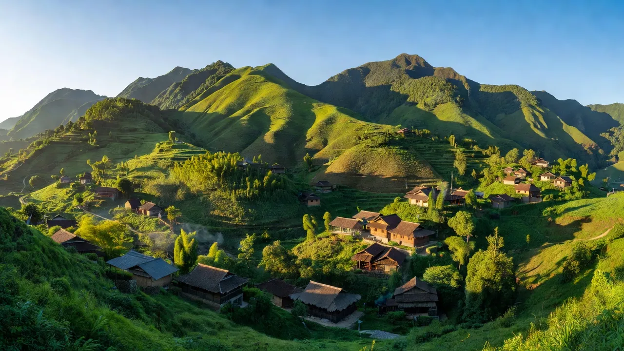 Cảnh đẹp huyện Xín Mần, tỉnh Hà Giang với núi non xanh và bản sắc văn hóa đa dạng.