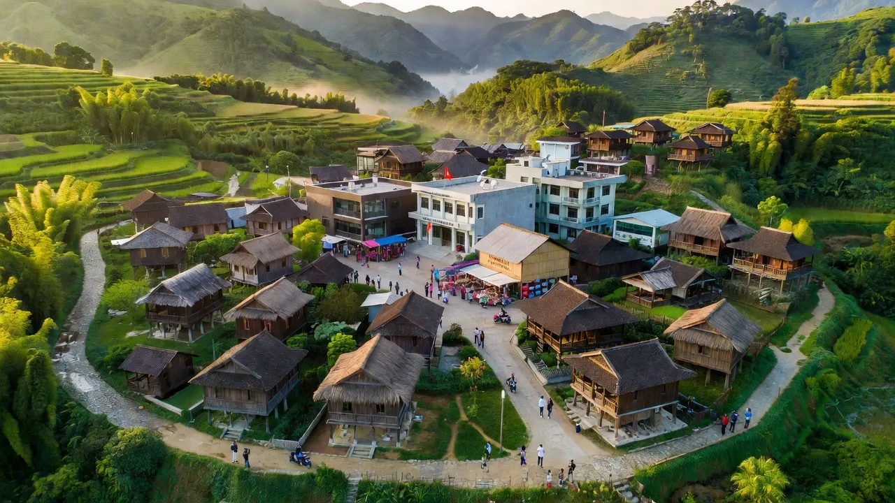 Cốc Pài town in Xín Mần, Hà Giang with green hills and wooden houses, Vietnam travel