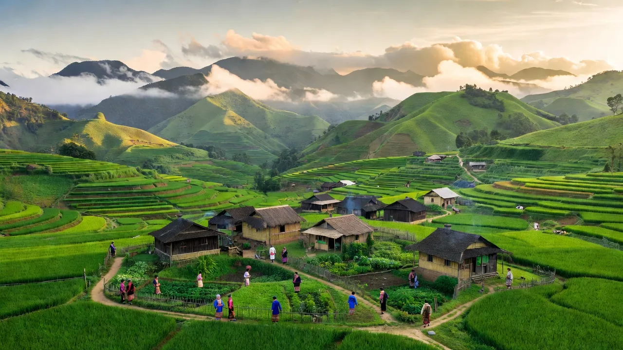 Cảnh quan xã Pà Vầy Sủ, huyện Xín Mần, tỉnh Hà Giang với đồi núi xanh và dân cư rải rác.
