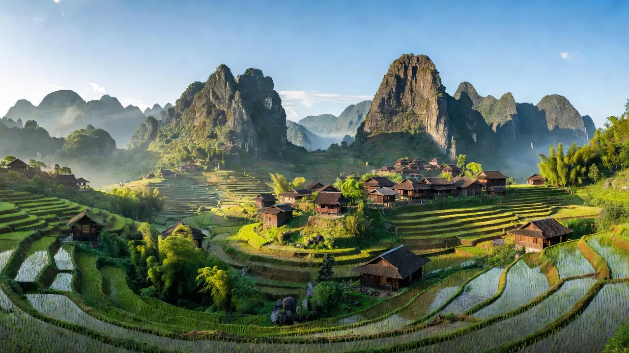 Cảnh đẹp thôn Đông Minh, huyện Yên Minh, tỉnh Hà Giang với những cánh đồng ruộng bậc thang.