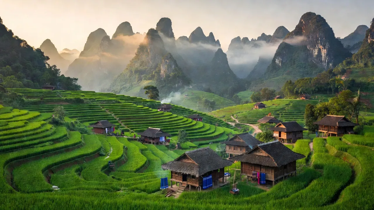 Cảnh đẹp xã Phú Lũng, huyện Yên Minh, tỉnh Hà Giang với núi đồi và thung lũng xanh.