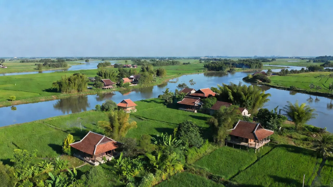 Khung cảnh yên bình tại xã An Ninh, huyện Bình Lục, tỉnh Hà Nam với địa hình thấp trũng.