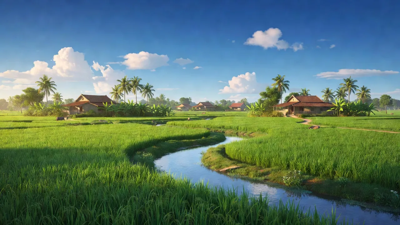 Cảnh đồng xanh tươi của xã Trung Lương, Bình Lục, Hà Nam, thể hiện cuộc sống nông thôn gần gũi.