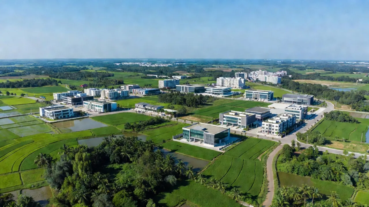 Quang cảnh Phường Tân Tựu, Thị xã Kim Bảng, Tỉnh Hà Nam với thiên nhiên xanh mát và đô thị hiện đại.