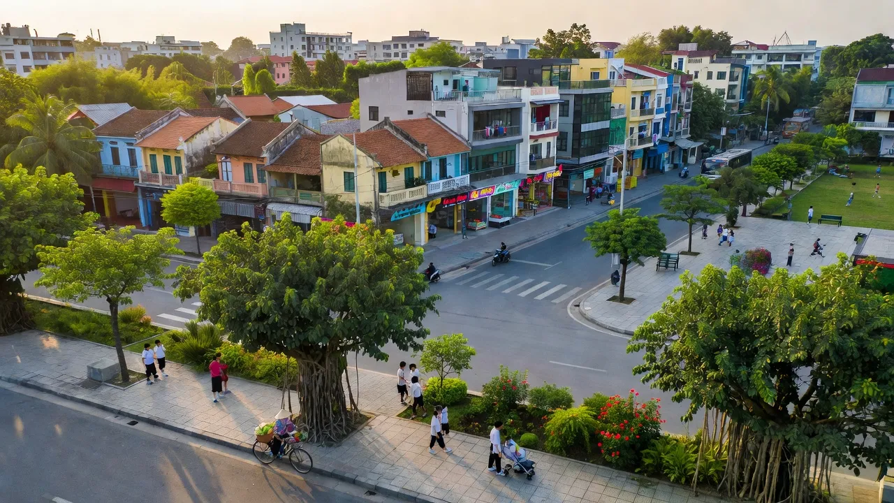 Khung cảnh Phường Liêm Chính, Thành phố Phủ Lý, tỉnh Hà Nam với kiến trúc đô thị và cây xanh.