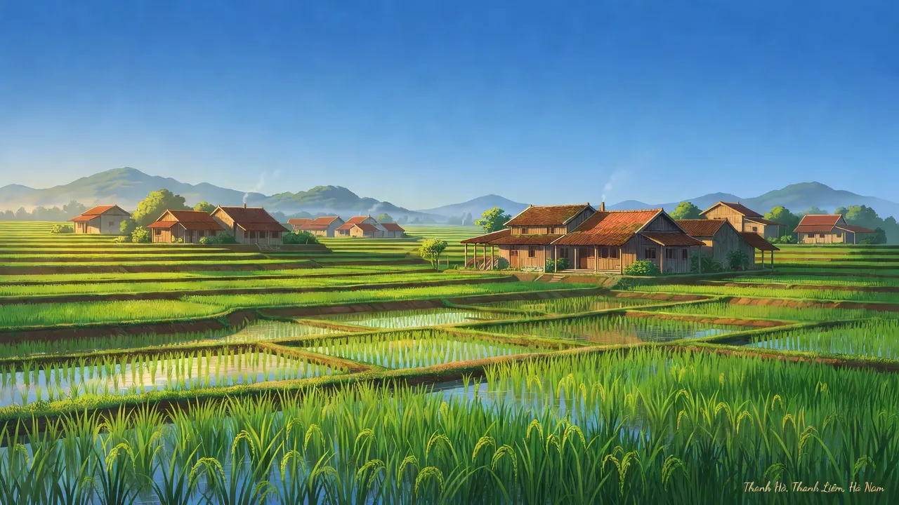 Cảnh đồng ruộng tại xã Thanh Hà, huyện Thanh Liêm, tỉnh Hà Nam, thể hiện vẻ đẹp nông thôn.