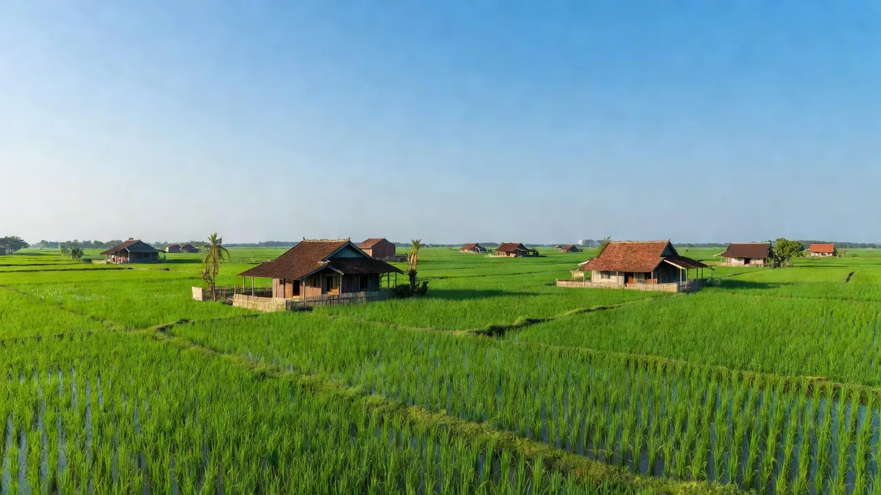 Cảnh đẹp Xã Thanh Tân, huyện Thanh Liêm, tỉnh Hà Nam với cánh đồng xanh tươi và nhà truyền thống.