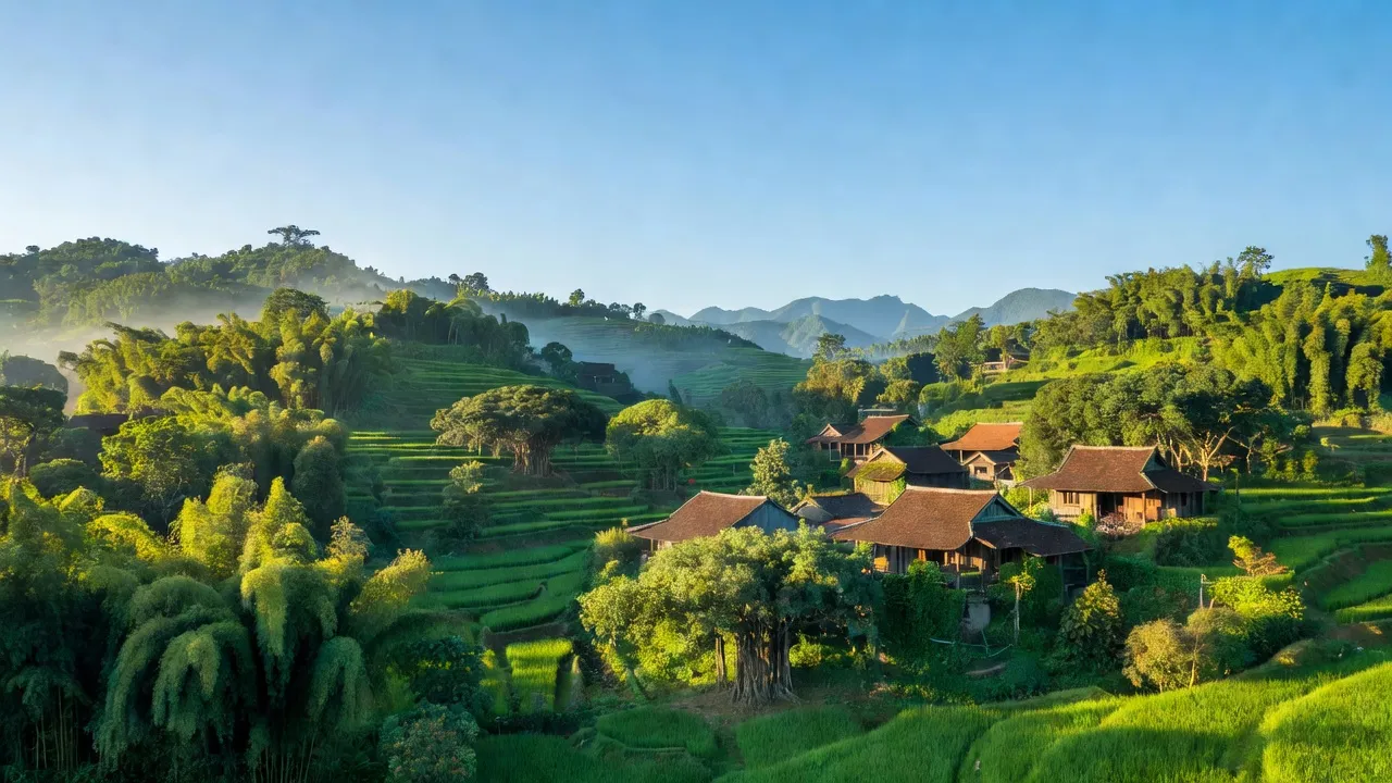 Cảnh đẹp xã Sơn Đà, huyện Ba Vì, Hà Nội với núi non và cảnh sắc thiên nhiên hùng vĩ.