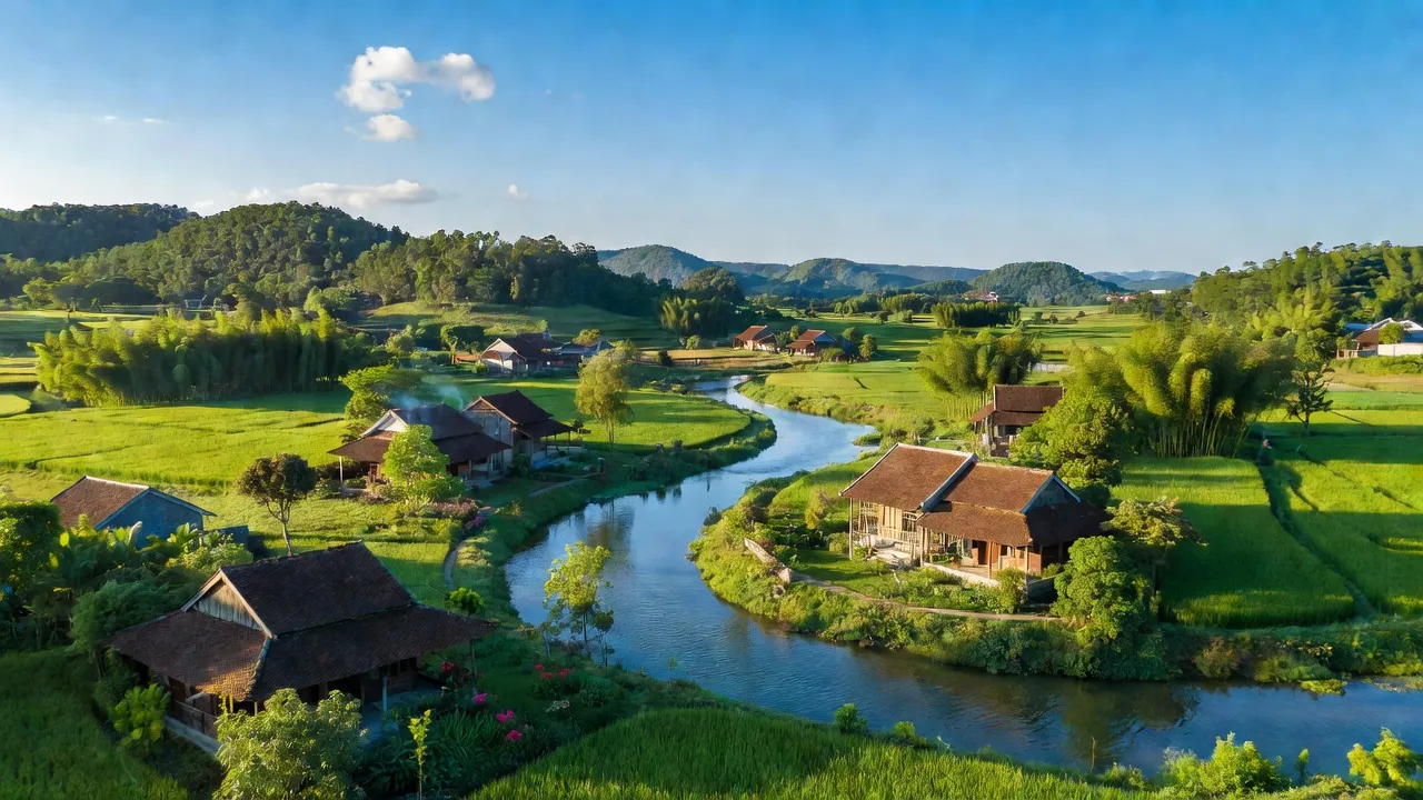 Phong cảnh xã Tiên Phong, huyện Ba Vì với sông Tích và thiên nhiên hữu tình, gần gũi Hà Nội.