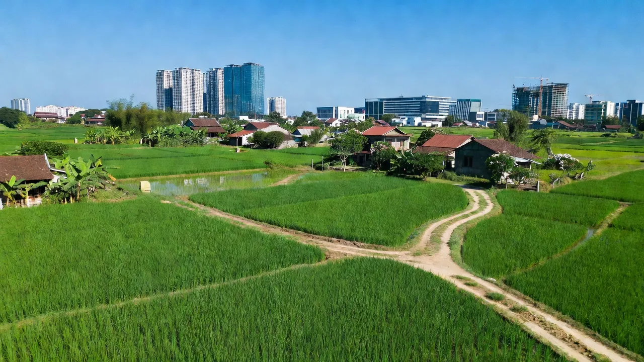 Cảnh đẹp xã Hải Bối, huyện Đông Anh, Hà Nội với không gian nông thôn tươi đẹp và thiên nhiên xanh.