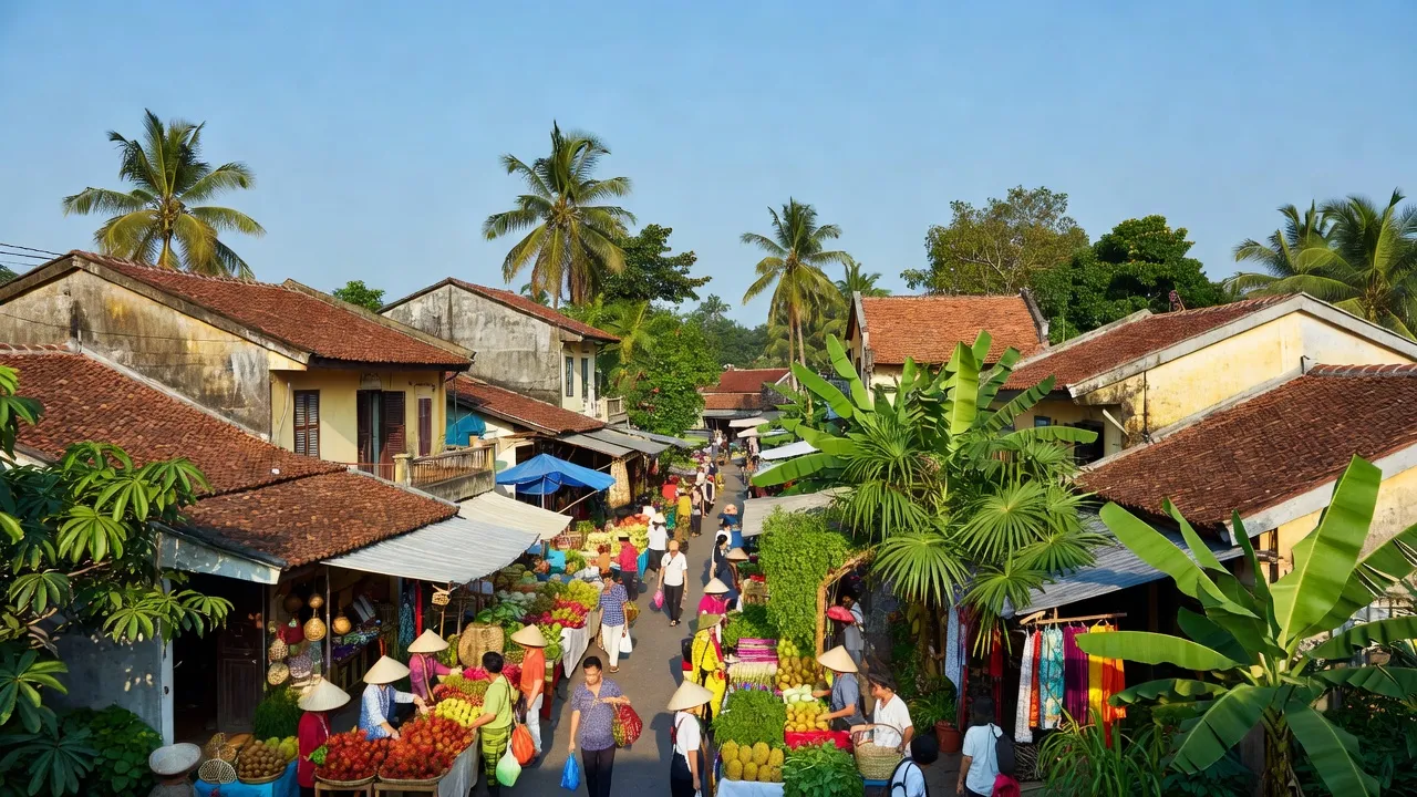 Cảnh sát đẹp thị trấn Đại Nghĩa, huyện Mỹ Đức, Hà Nội với kiến trúc và thiên nhiên xung quanh.