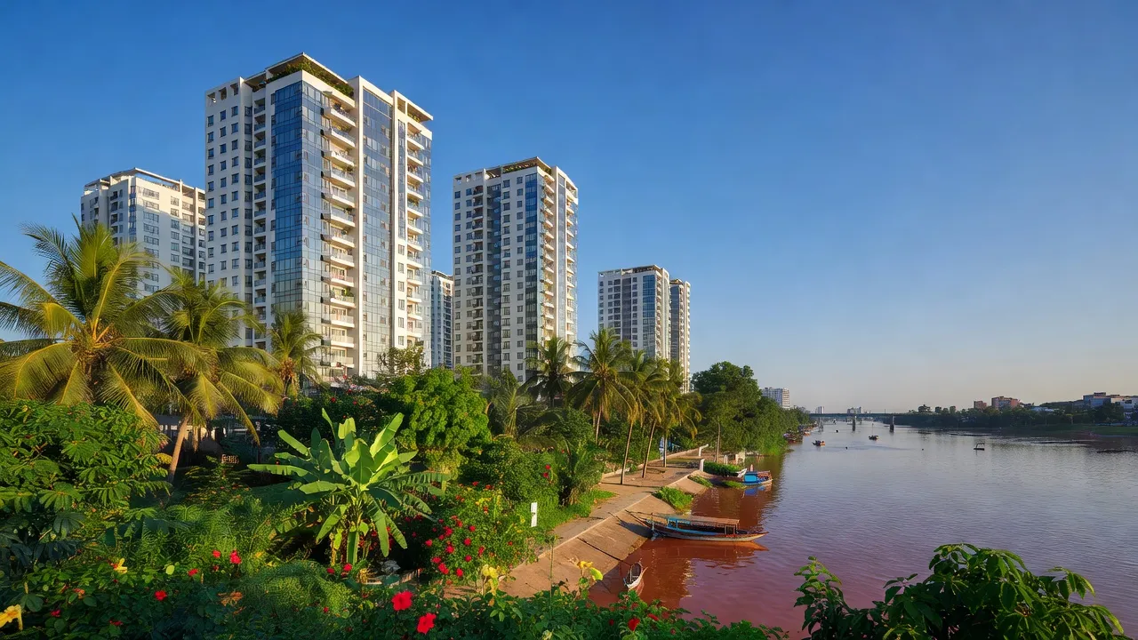 Phường Minh Khai, Quận Bắc Từ Liêm, Hà Nội với cảnh quan sống động ven sông Hồng.