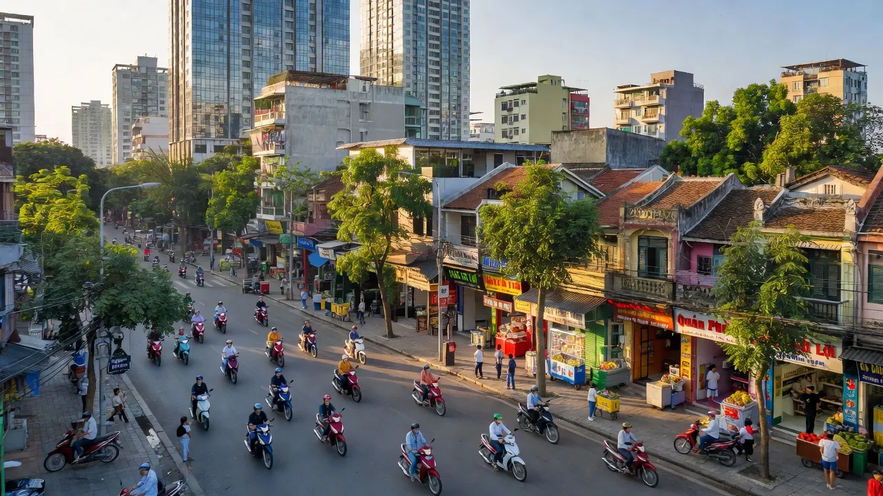 Cảnh quan phố phường Láng Hạ, Đống Đa, Hà Nội, thể hiện sự phát triển đô thị và văn hóa độc đáo.
