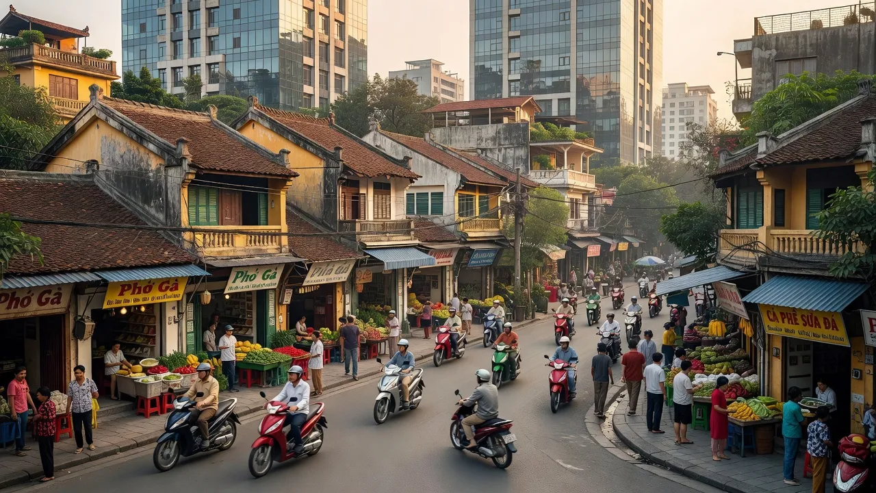 Phường Thổ Quan, Quận Đống Đa, Hà Nội với nhịp sống sôi động và kiến trúc truyền thống.