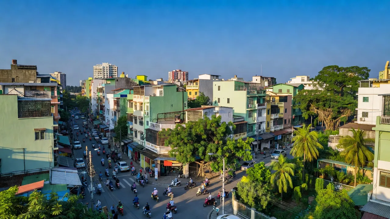 Phường Mộ Lao in Hà Đông, Hà Nội, depicting vibrant local streets and buildings, ideal for urban exploration.