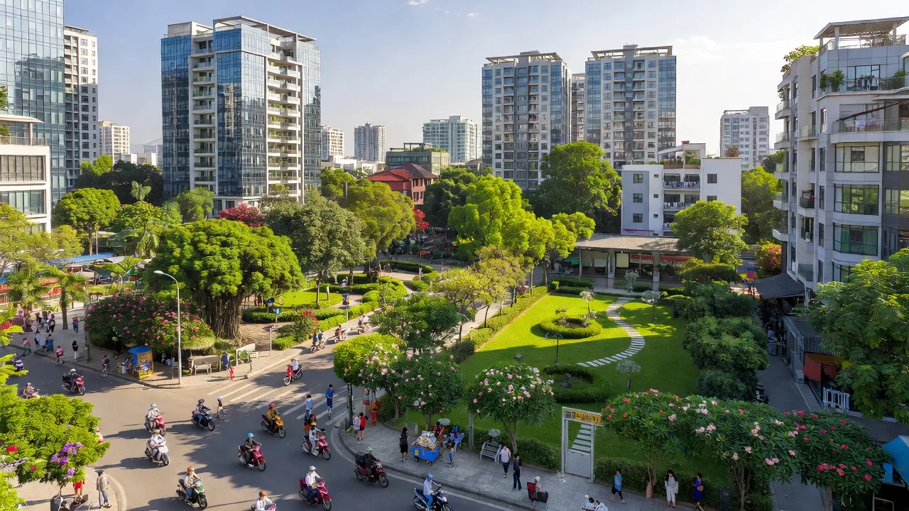 Phường Minh Khai, Quận Hai Bà Trưng, Hà Nội với kiến trúc hiện đại và không gian sống xanh.