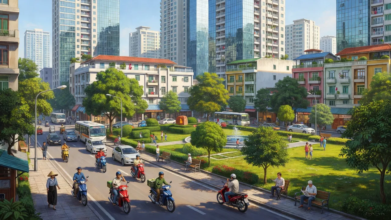 Phường Phạm Đình Hổ, quận Hai Bà Trưng, Hà Nội với cảnh quan đô thị sôi động và tòa nhà cao tầng.
