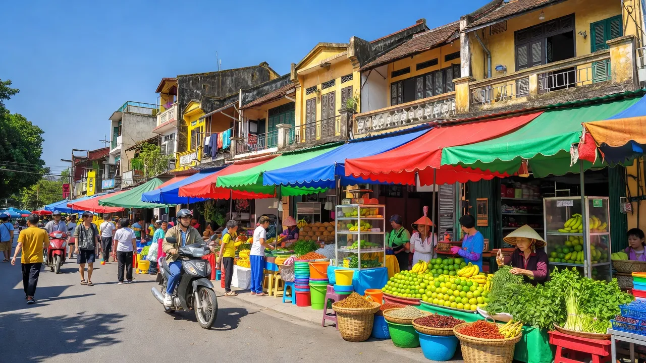Phường Vĩnh Tuy, Quận Hai Bà Trưng, Hà Nội với kiến trúc truyền thống và sự sống động hàng ngày.
