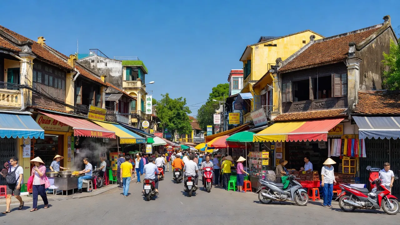 Phường Lý Thái Tổ, Quận Hoàn Kiếm, Hà Nội, với phố cổ và cuộc sống nhộn nhịp.