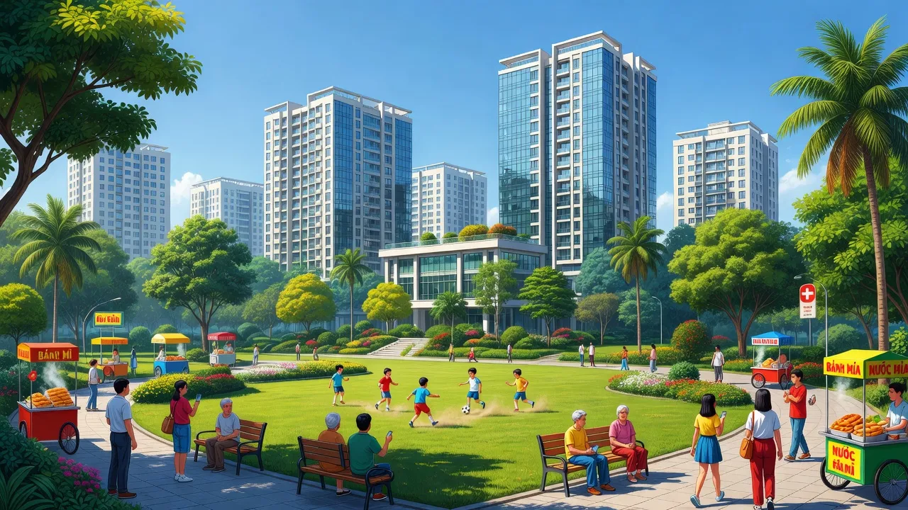 Phường Phúc Lợi, Long Biên, Hà Nội with modern urban development and green spaces.