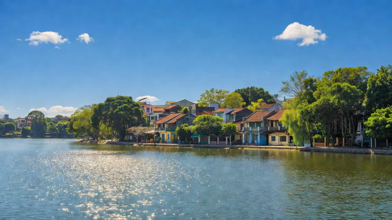 Cảnh đẹp phường Xuân La, quận Tây Hồ với hồ Tây và những hàng cây ven hồ.
