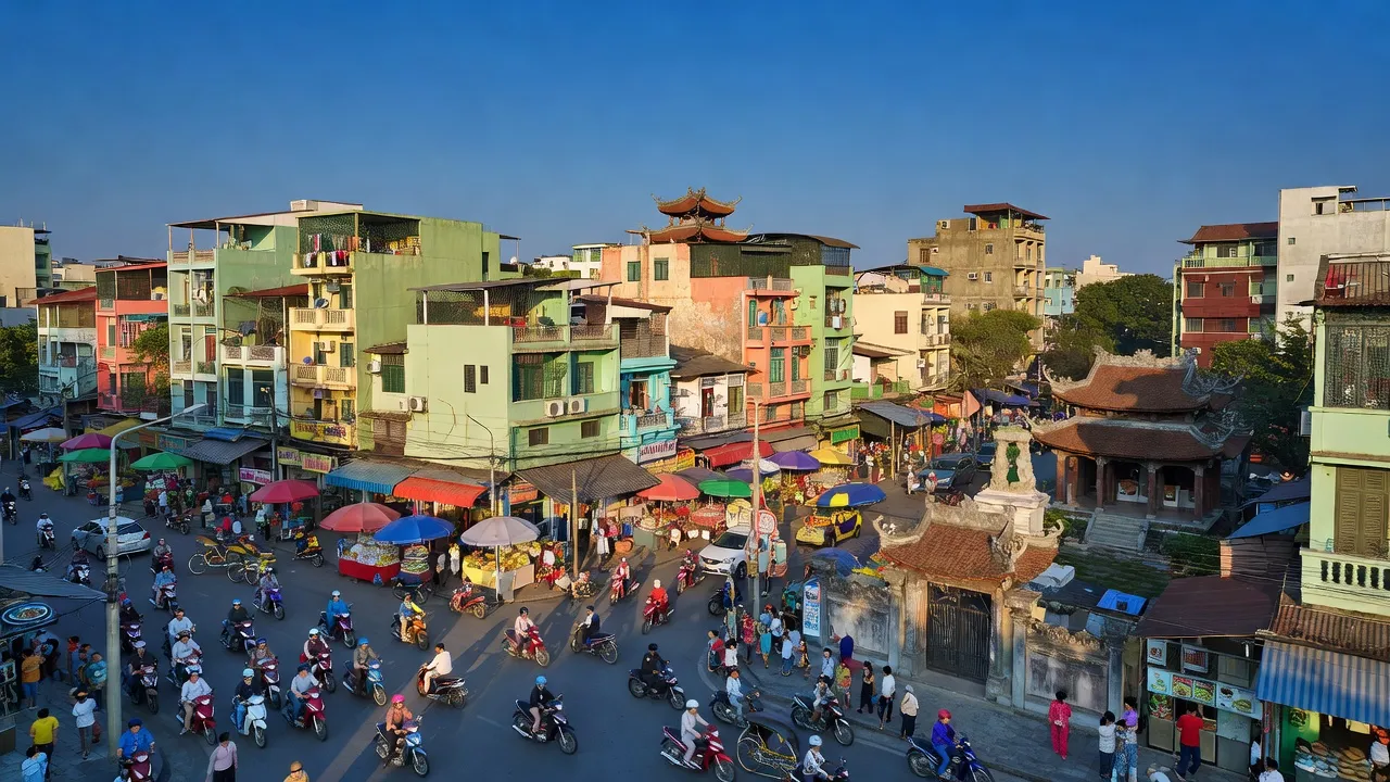 Khu vực Phường Thanh Xuân Trung, Quận Thanh Xuân, Hà Nội với kiến trúc đô thị sôi động.