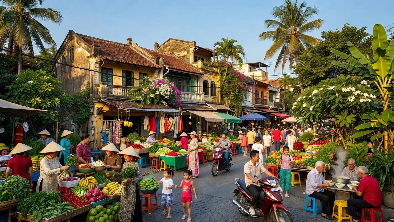 Phường Ngô Quyền, Thị xã Sơn Tây, Hà Nội với kiến trúc truyền thống và đời sống sôi động.