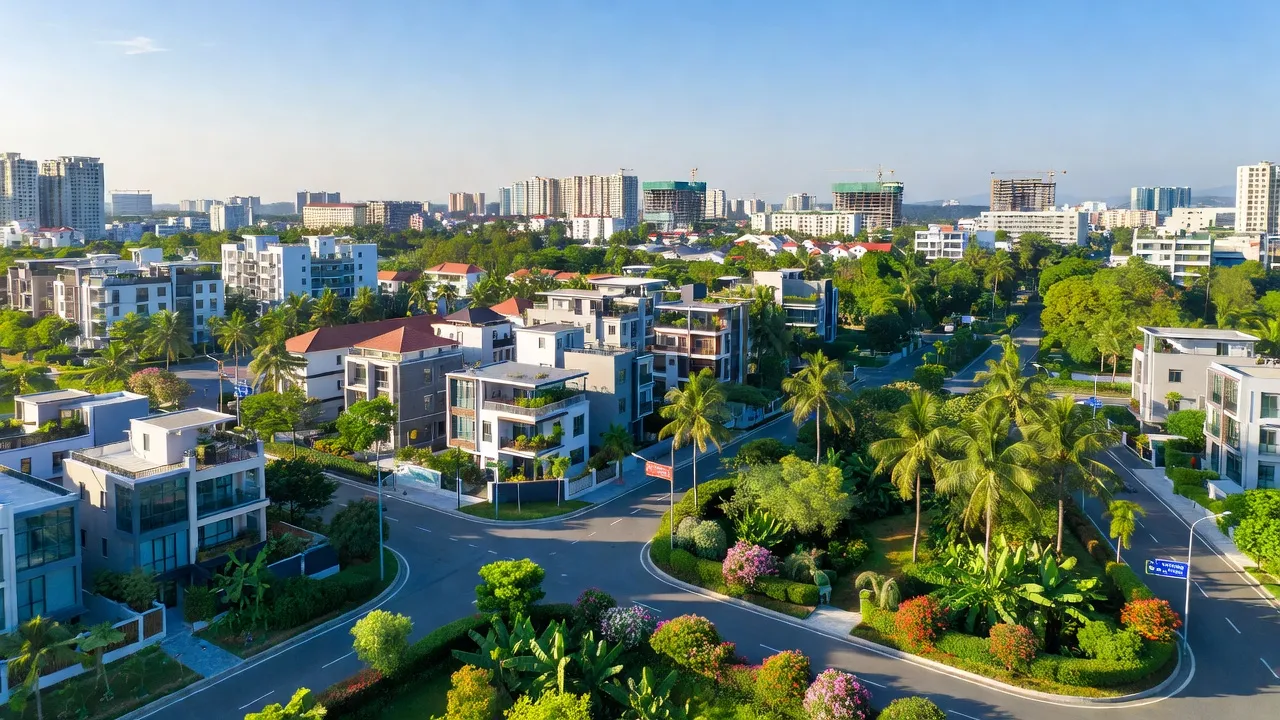 Phường Trung Hưng, Sơn Tây, Hà Nội, with modern urban development and lush greenery clearly visible.