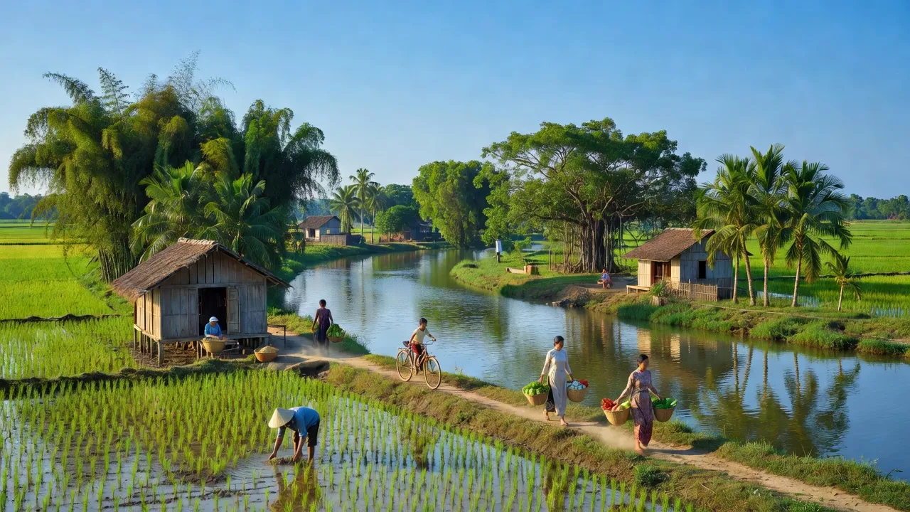 Cảnh đẹp Xã Bích Hòa, Thanh Oai, Hà Nội với sông Nhuệ và thiên nhiên xanh mát.