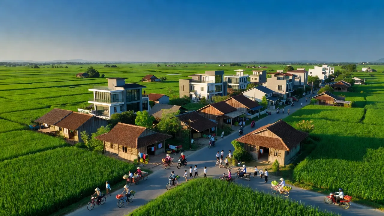 Cảnh đẹp xã Ngọc Hồi, huyện Thanh Trì, Hà Nội, nơi giao thoa giữa nông thôn và đô thị.