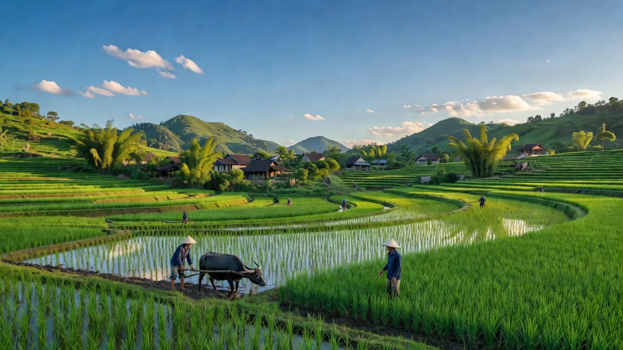 Cảnh đẹp xã Cẩm Lộc, huyện Cẩm Xuyên, tỉnh Hà Tĩnh với ruộng lúa xanh và truyền thống nông nghiệp.