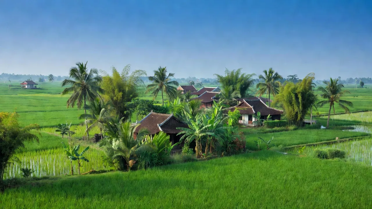 Cảnh đẹp Xã Khánh Vĩnh Yên, huyện Can Lộc, tỉnh Hà Tĩnh với cánh đồng xanh mướt.
