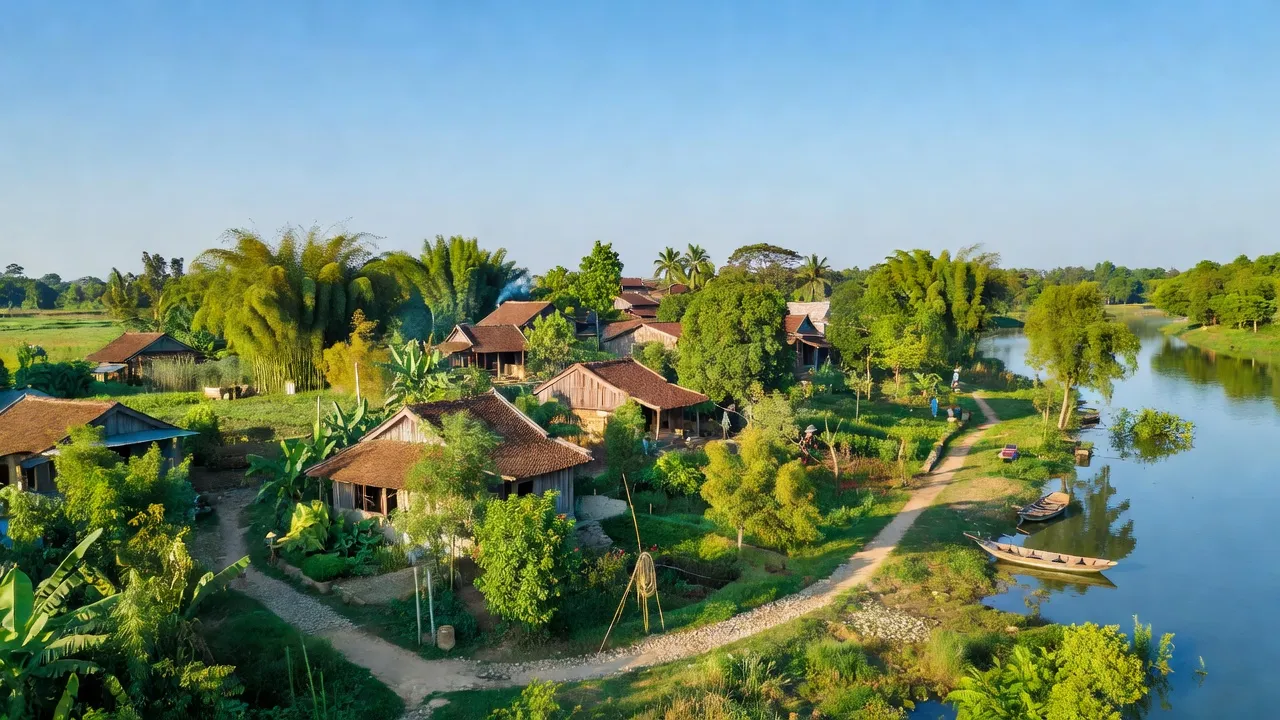 Quang Vĩnh, huyện Đức Thọ, Hà Tĩnh với dòng sông Lam và cảnh quan nông thôn tuyệt đẹp.