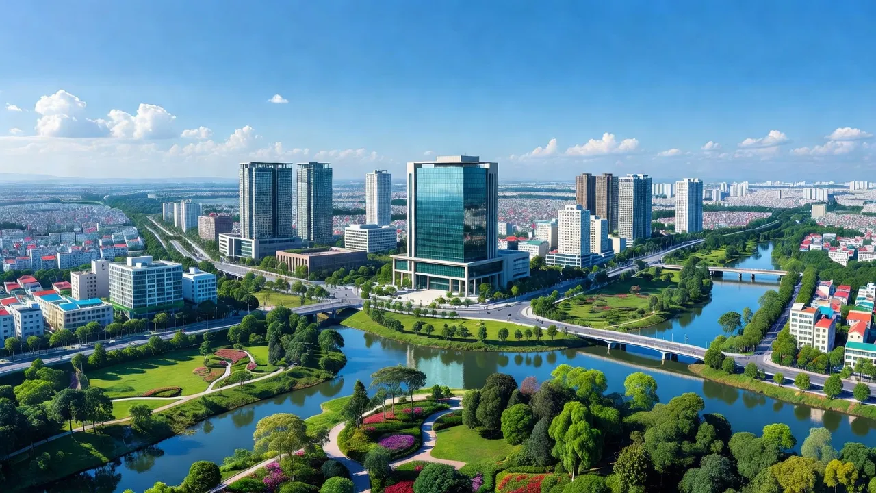 Thành phố Hà Tĩnh với cảnh quan xanh và công trình hành chính nổi bật, trung tâm tỉnh Hà Tĩnh.