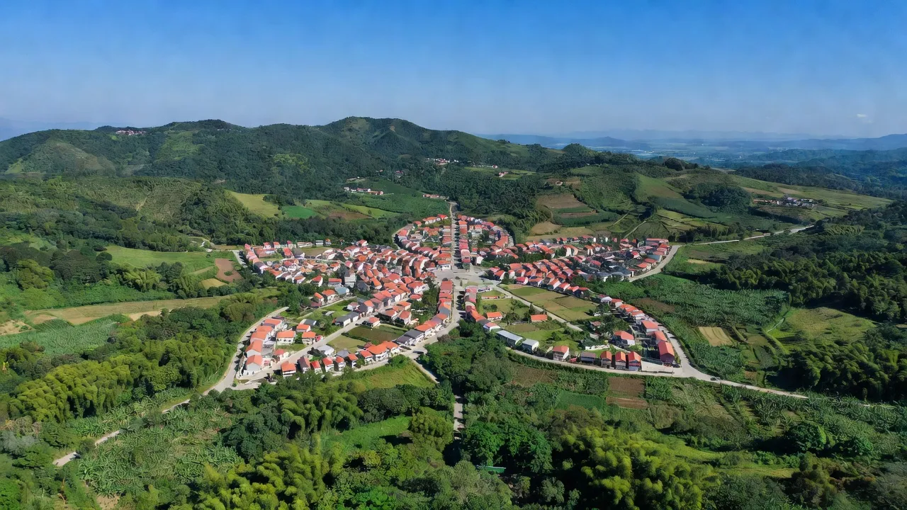 Khung cảnh phường Trung Lương, Hồng Lĩnh, Hà Tĩnh với hình dạng bông hoa nổi bật nhìn từ núi Thiên Tượng.
