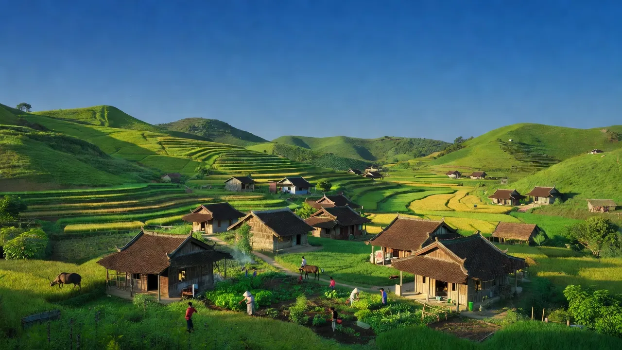 Cảnh đẹp xã Hương Đô, Huyện Hương Khê, tỉnh Hà Tĩnh với đồi núi và đồng bằng, cuộc sống hàng ngày.
