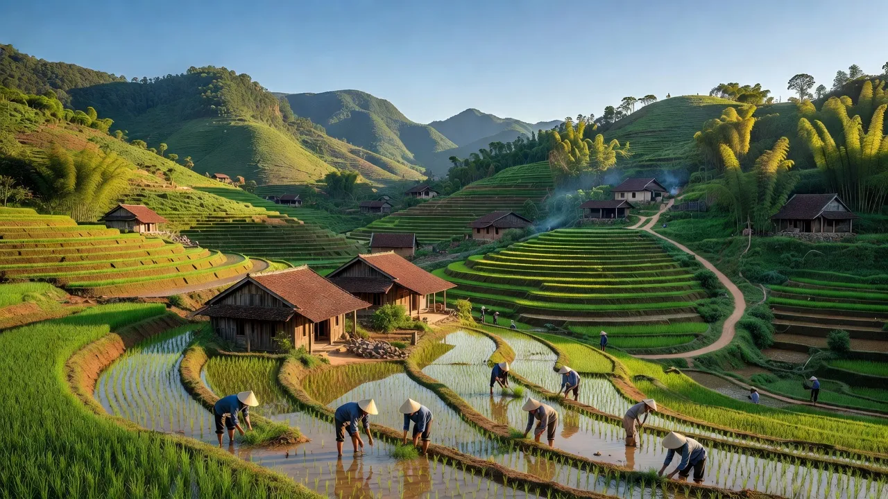 Khung cảnh tuyệt đẹp của xã Sơn Hồng, huyện Hương Sơn, tỉnh Hà Tĩnh với thiên nhiên và đời sống nông thôn.
