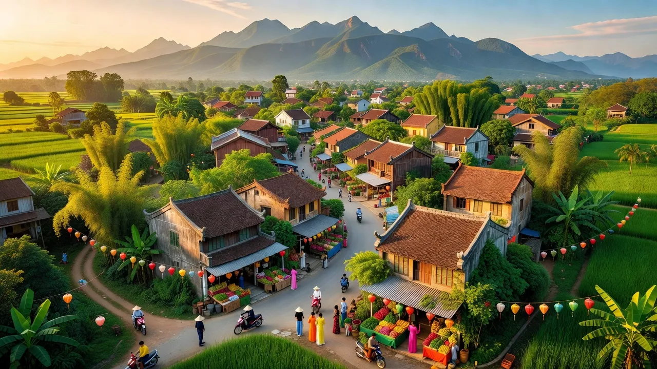Tây Sơn Town in Huyện Hương Sơn, Hà Tĩnh with lush landscapes and local architecture.
