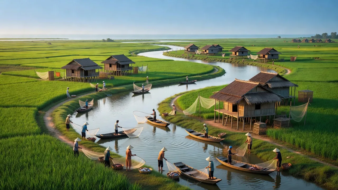 Xã Xuân Hội, Nghi Xuân, Hà Tĩnh, hình ảnh nông thôn truyền thống và cảnh quan ven biển.