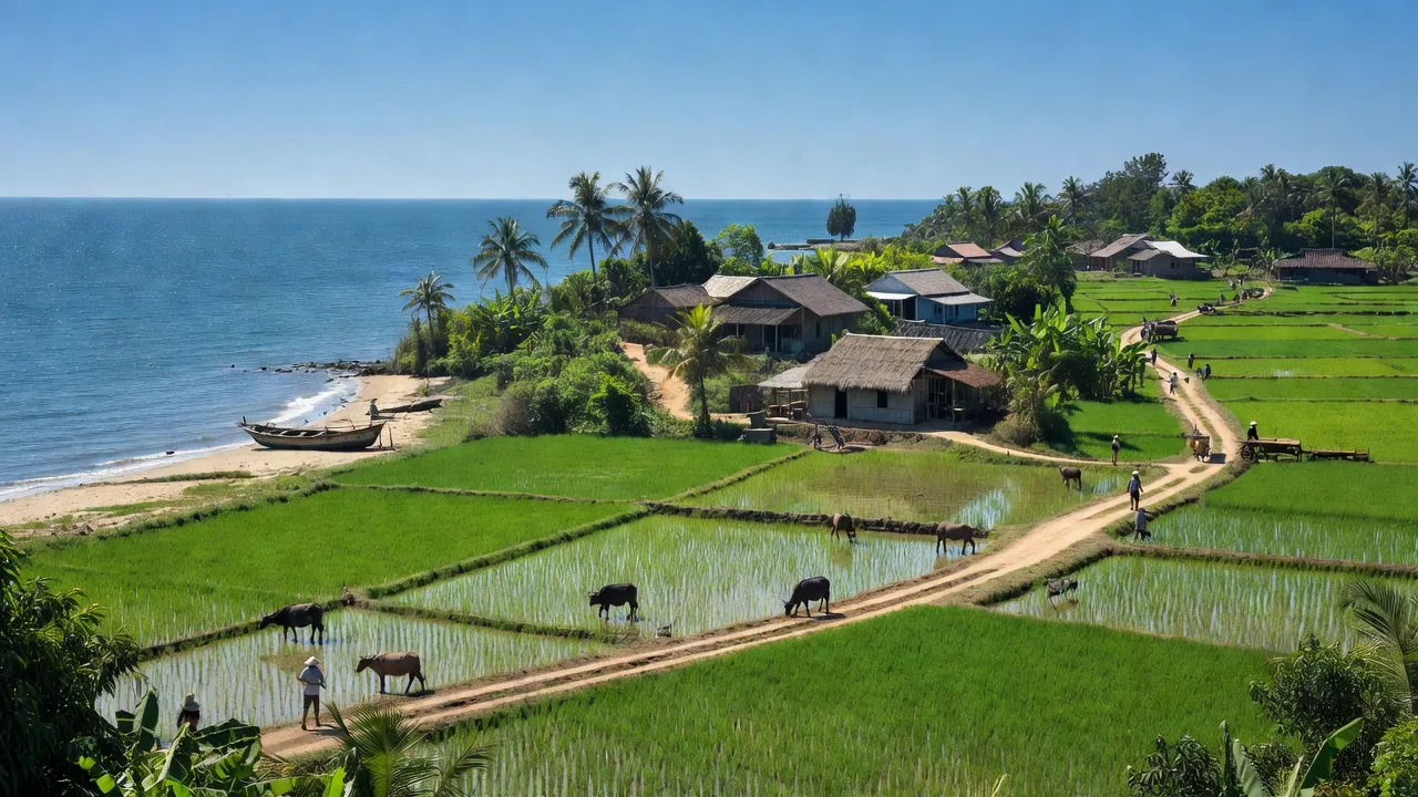 Khung cảnh xinh đẹp của xã Xuân Phổ, huyện Nghi Xuân, tỉnh Hà Tĩnh với thiên nhiên và cuộc sống ven biển.