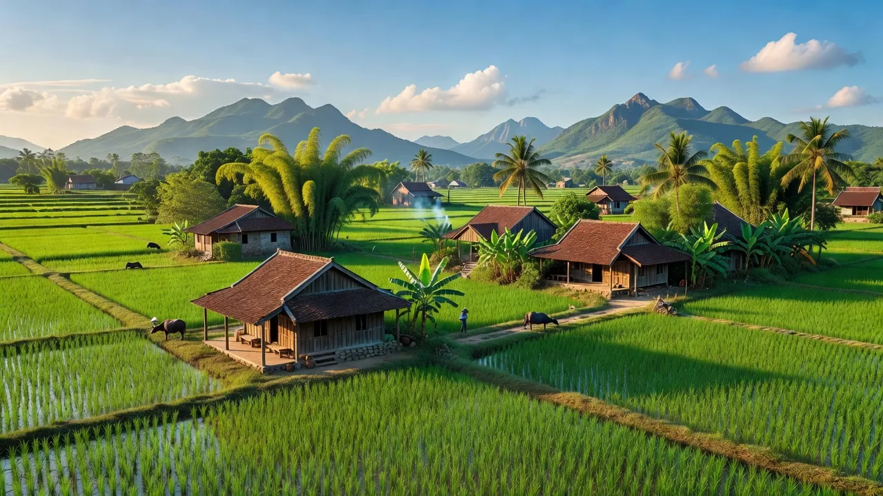 Cảnh đồng ruộng xanh tươi xã Nam Điền, huyện Thạch Hà, tỉnh Hà Tĩnh, cuộc sống nông thôn yên bình.