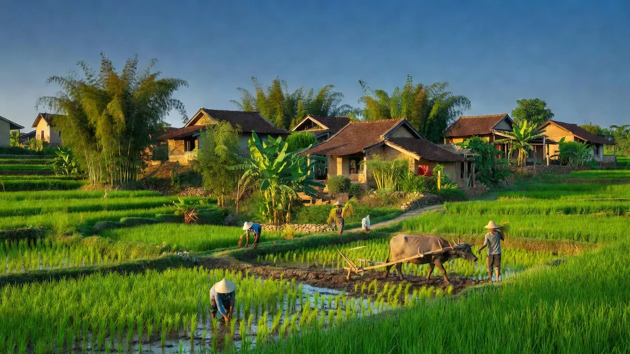 Quang cảnh xã Thạch Sơn, huyện Thạch Hà, tỉnh Hà Tĩnh với cảnh sắc thiên nhiên xanh tươi.