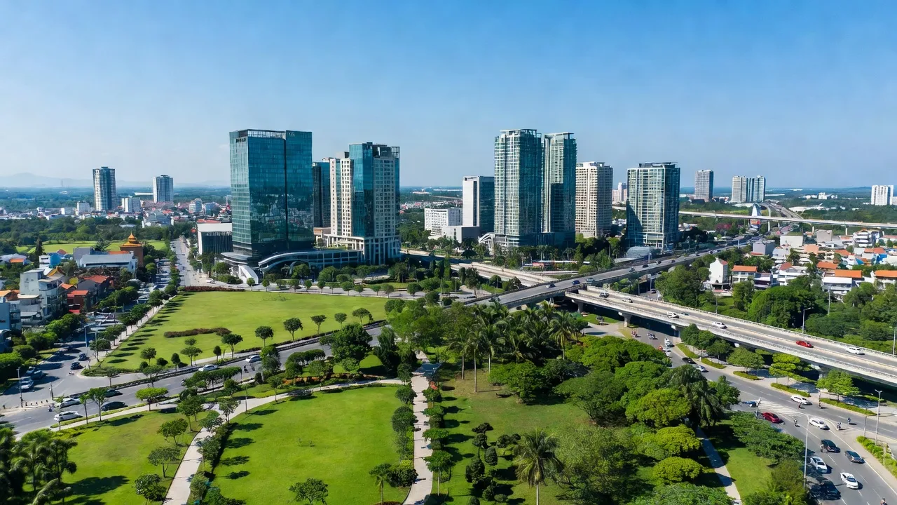 Phường Cổ Thành, Thành phố Chí Linh, Tỉnh Hải Dương với cảnh quan đô thị và giao thông.