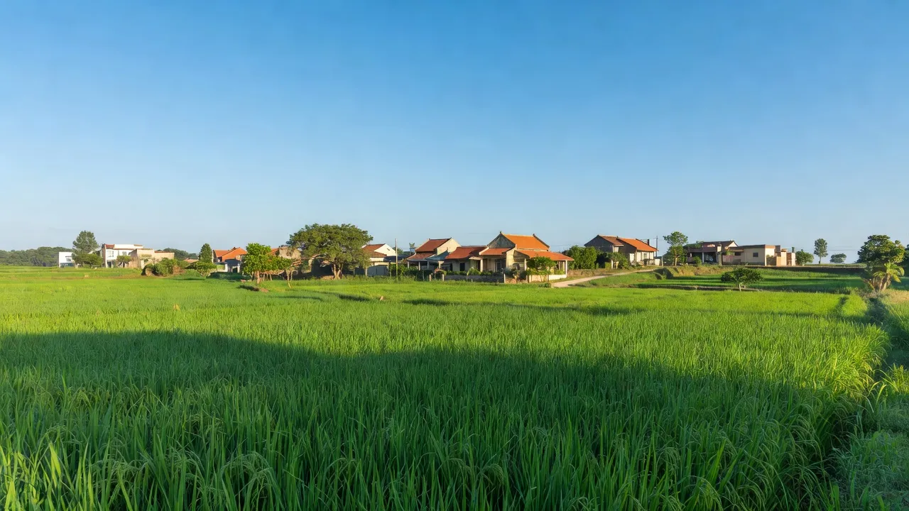 Phường Hoàng Tiến, Chí Linh, Hải Dương với cánh đồng xanh và không gian sống thân thiện.
